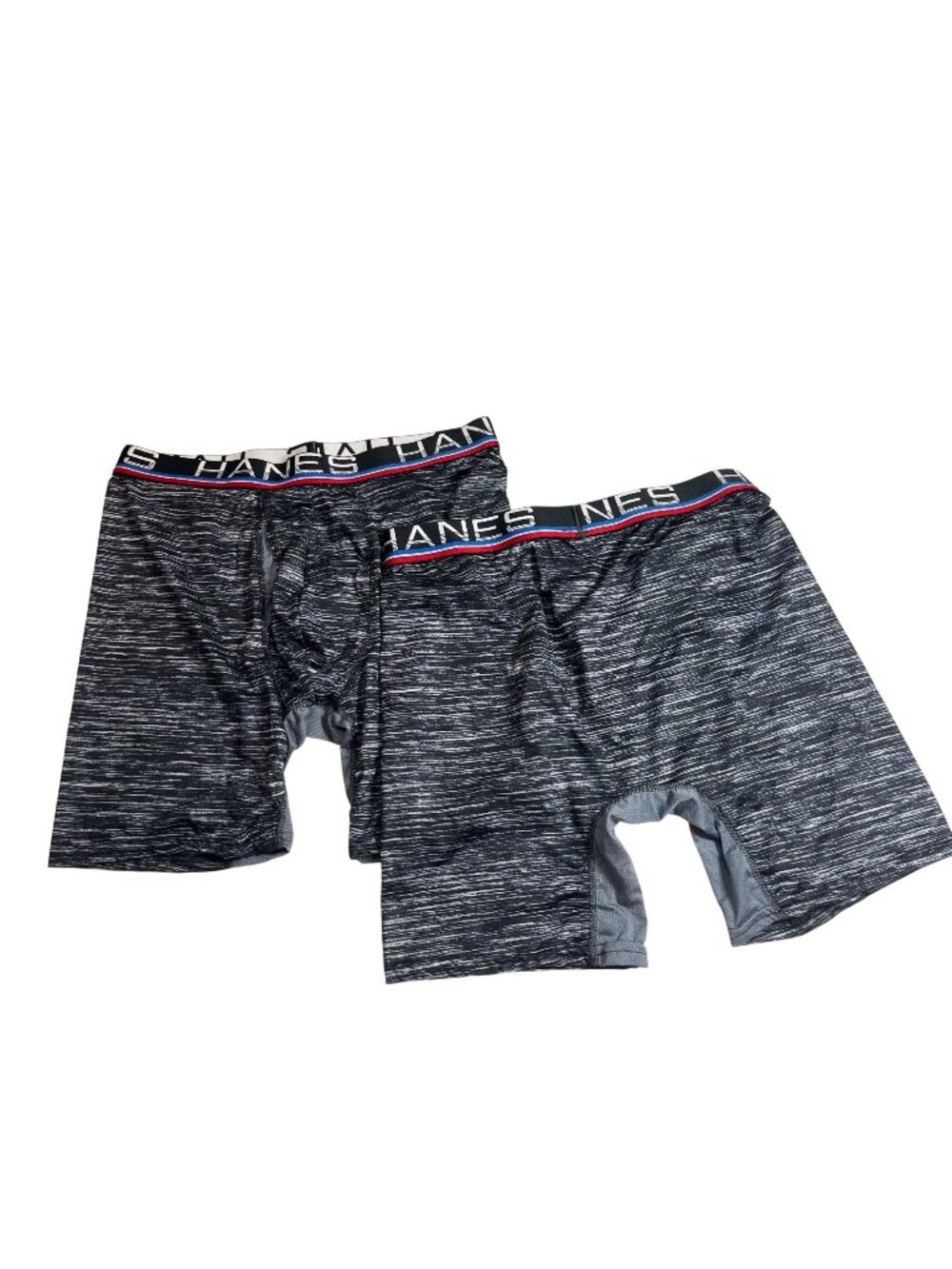 Hanes Mens Total Support Pouch Boxer Briefs L Black/Grey Stretch Fabric 2-Pack